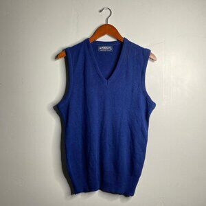 Vintage blue v-neck sweater vest size medium 100% acrylic by Puritan